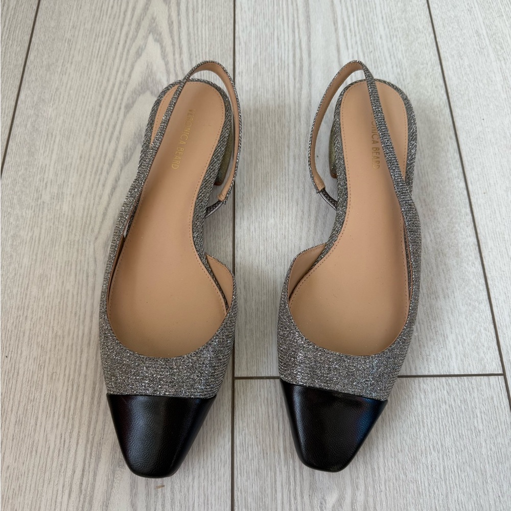 Veronica Beard Silver and Black Heels